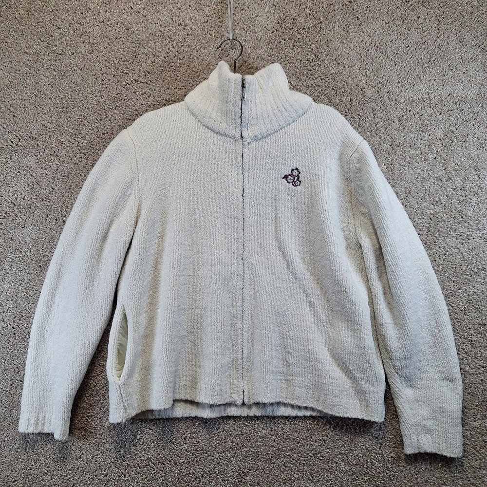 Cruisewear & Company Full Zip Sweater Womens L White Mock Neck Cozy Warm